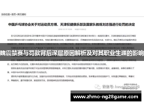 魏震禁赛与罚款背后深层原因解析及对其职业生涯的影响