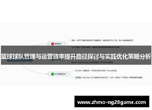 篮球球队管理与运营效率提升路径探讨与实践优化策略分析
