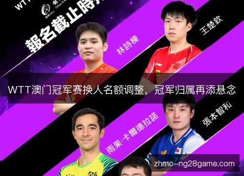 WTT澳门冠军赛换人名额调整,冠军归属再添悬念 WTT澳门冠军赛换人名额调整,冠军归属再添悬念
